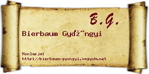 Bierbaum Gyöngyi névjegykártya